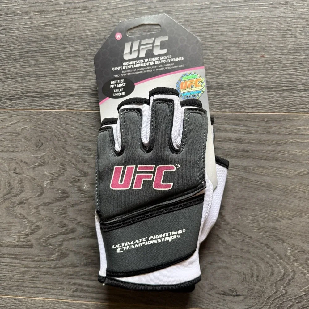 UFC Women's Gel Open Training Gloves One Size Neoprene Gray White Pink